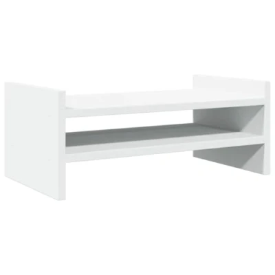 Image of vidaXL Monitor Stand Riser Computer Display White Engineered Wood Ergonomic Design Ample Storage Space