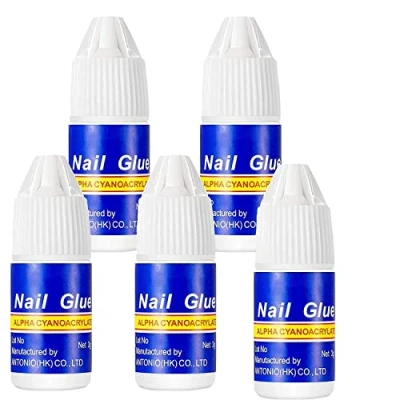 Image of 5 Pcs 3g Bottles Extra Strong Super Quick Dry False Fake Nail Glue For Tips Rhinestones Art Decoration Professional Salon &amp; Home Use