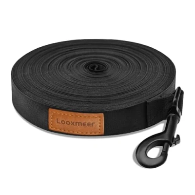 Image of Looxmeer Dog Training Lead, 7m/23ft Strong Nylon Recall Obedience Leads for dogs with Padded Handle &amp; Storage Bag, Extra Long Line Leash Tracking, Walking, Camping Play, Backyard
