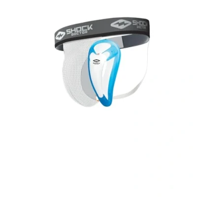 Image of Shock Doctor Jockstrap with Protective Cup for Boys and Men White Designed Playing Sport.