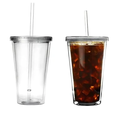 Image of Bar Drinkstuff Double Wall Plastic Cup, 16oz, Pack of 2