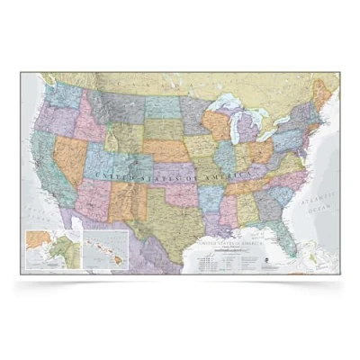 Image of USA Map Classic Front Sheet Lamination 91.4 (w) x 61 (h) cm Maps International
