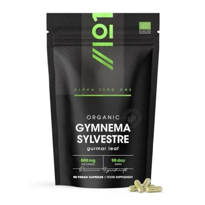 Image of Organic Gurmar (Gymnema Sylvestre) 500mg 90 Vegan Capsules (3 Month Supply) High Strength Leaf Supplement Resealable and Recyclable Pouch by Alpha01