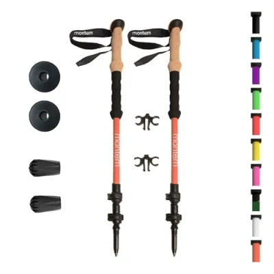 Image of Montem Ultra Strong Hiking/Walking/Trekking Poles One Pair (2 Poles) (Orange)