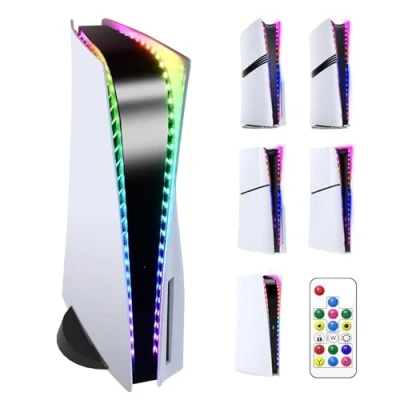 Image of RGB LED Light Strip for PS5/PS5 PRO/Slim Disc&amp;Digital Edition,5050 Flexible with 7 Colors 358 Effects,Light DIY Decoration Accessories IR Remote Console