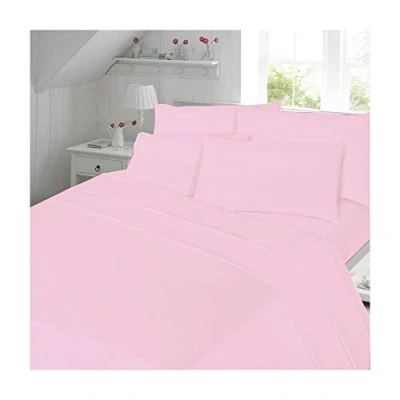 Image of 100% Egyptian Cotton Flat Sheet 200 Thread Count Double Size Bed Plain Dyed Bedding, Pink
