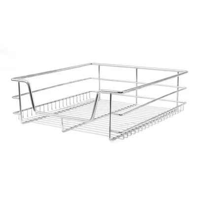 Image of KuKoo 3 x Kitchen Pull Out Soft Close Heavy Duty Baskets, 600mm Wide Cabinet, Slide Wire Storage Drawers, Organiser Metal