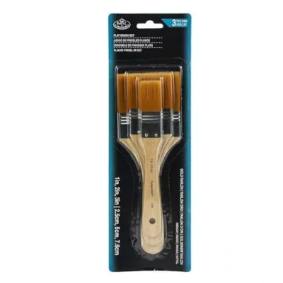 Image of SG Education PR 85154 Flat Brush Set, 2.5 cm, 5 cm And 7.6 Size, Gold Taklon (Pack of 3)