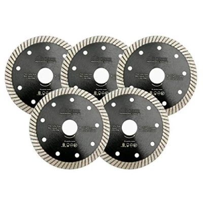 Image of SHDIATOOL Diamond Super Thin Blade Wheel Disc for Porcelain Ceramic Tile Granite 5PK Dia 115MM / 4.5 Inch Turbo Cutting