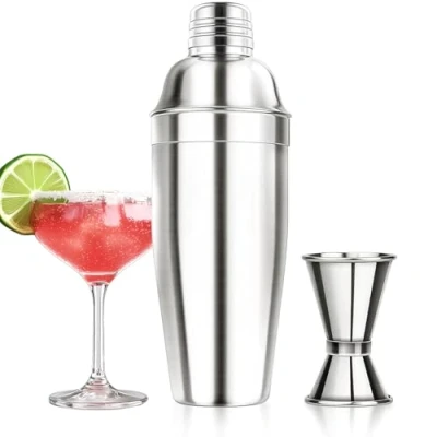 Image of 24 Ounce 750ml, Cocktail Shakers Stainless Steel Shaker Built in Bartender Strainer with Measuring Cups 15/30 ml Drink Bar Set Accessories