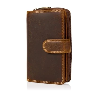 Image of VISCONTI Bifold Leather Women&#039;s Purse Colorado Combination Multicoloured (CD 22) RFID, Oil Tan, M, CD22