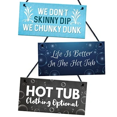 Image of Red Ocean Funny Hot Tub Signs And Plaques Accessories We Dont Skinny Dip Chunky Dunk Novelty Garden Sign Shed Summerhouse Plaque Hanging Wall Door