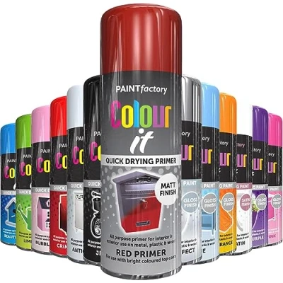 Image of AlezyB 1x Red Primer All Purpose Spray Paint 400ml Professional Quality and Fantastic Finish, Interior, Exterior, Household Multipurpose for Metal Plastic Wood Glass