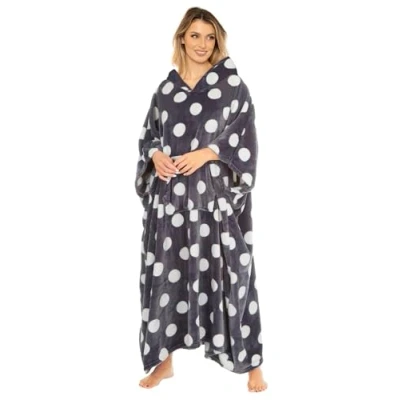Image of i Smalls Ultra Soft Fleece Blanket Poncho Hoodie with Hood and Pockets Cozy Wearable (One Size) Spot Gray