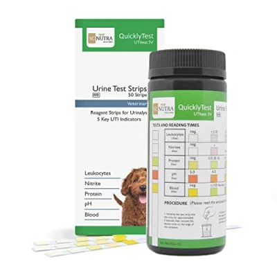 Image of SC Nutra Quickly Test Veterinary Urine Strips for Cats &amp; Dogs Bladder Health UTI/FLUTD