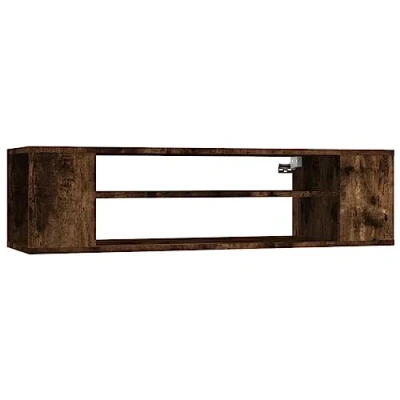 Image of vidaXL Hanging TV Cabinet, Smoked Oak Engineered Wood Holding Unit with Ample Storage for Living Room Scandinavian Aesthetic, Brown