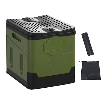 Image of KOBONA Camping Toilet,Outdoor Portable Toilet for Adults Collapsible with Comfortable Seat &amp; Lid,Campervan Toilet,Emergency Toilet,Travel Bucket Loo,Perfect Car,Camping,Trip