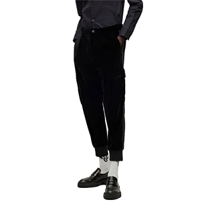Image of HUGO Mens Glavin231F1 Slim fit Cargo Trousers with Side Stripes Black