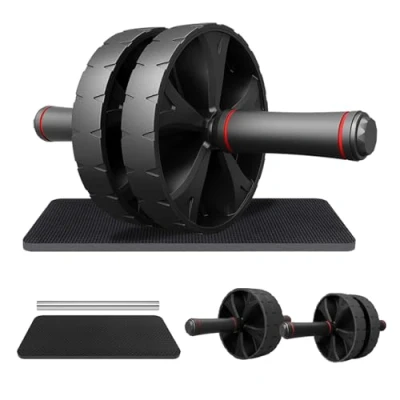 Image of YIFMOO Abdominal Roller, AB Wheel Trainer for Home, Roller with Knee Mat, Non Slip Double Fitness Equipment Beginners, Advanced and