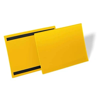 Image of Durable Magnetic Document Sleeve A4 Landscape, Pack of 50 Pieces, Yellow