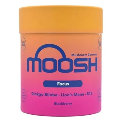 Image of Moosh Mushroom Gummies 60 (Reishi, Lions Mane, Chaga, Coryceps) Sugar Free, 100% Vegan (Focus Lion&#039;s Mane)