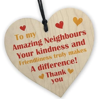 Image of Red Ocean Thank You Gift For Neighbour Friendship Wood Heart Christmas Birthday Friend Him Her