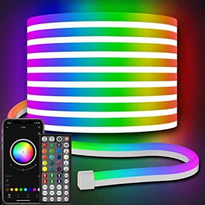 Image of AILBTON Led Neon Rope Lights 10m Flexible Lights,Control with App/Remote,Multiple Modes,IP65 Outdoor RGB Waterproof,Music Sync Gaming Strip for Bedroom Indoor