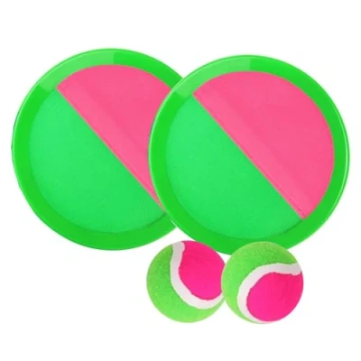 Image of Ball Catch® Green and Pink 2 Rackets with Scratch + Balls Summer Beach Game for Kids Adults Fun Stimulating Toy Practical Portable Outdoor Toys OriginalCorner®