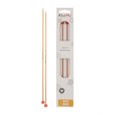 Image of KnitPro Basix Birch: Knitting Pins: Single Ended: 40cm x 3.00mm, Birchwood, Multi Colour, 3mm