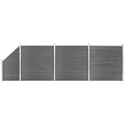 Image of vidaXL WPC Fence Set 3 Square + 1 Slanted 619x186 cm Grey