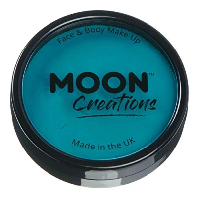 Image of Moon Creations Pro Face &amp; Body Makeup Teal 36g Professional Colour Paint Cake Pots For Painting Kids, Adults, Fancy Dress, Festivals, Halloween