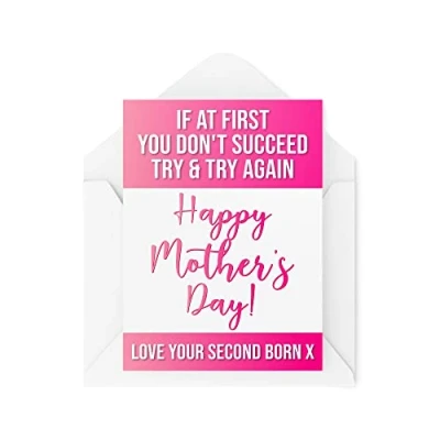 Image of Funny Mother&#039;s Day Cards Birthday for Mum Greeting Card Her If You Don&#039;t Succeed Try Again Comedy Humour Joke CBH137