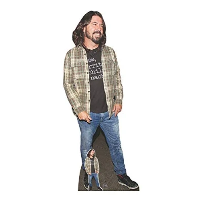 Image of Star Cutouts Ltd CS702 Dave Grohl Check Shirt Life Size Cardboard Cut Out with Mini Table top, Multi Colour, 182 x 77 cm