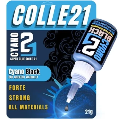 Image of COLLE 21 BLACK 21gr Super Glue Cyanoacrylate Black. For Modeling and Bricolage.