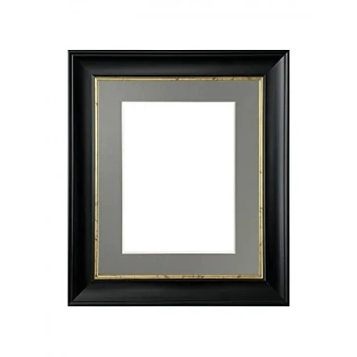 Image of FRAMES BY POST Scandi Black with Crackle Gold Picture Photo Frame Dark Grey Mount A1 Image Size A2 Plastic Glass