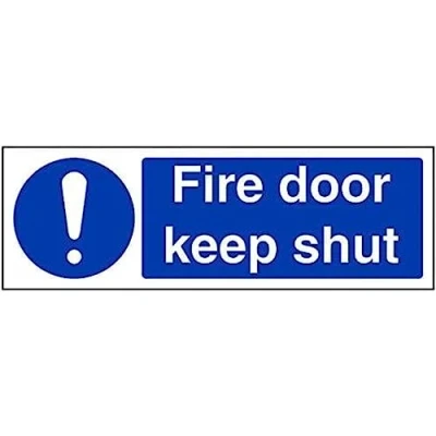 Image of V Safety Fire Door Keep Shut Sign 300mm x 100mm Self Adhesive Vinyl