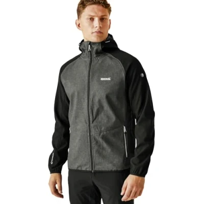 Image of Regatta Men&#039;s Water repellent Arec Iii Softshell Jacket Ash Marl Black
