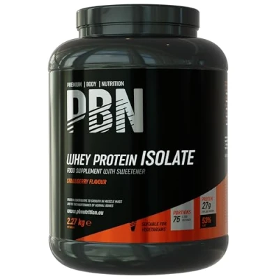 Image of Premium Body Nutrition Whey ISOLATE Protein Powder, 2.27kg, Strawberry 75 Servings
