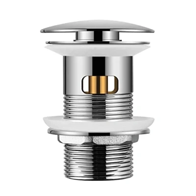 Image of Hapilife Pop Up Waste for Bathroom Sink Modern Basin Chrome Click Clack Sprung Plug Slotted with Overflow