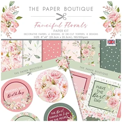 Image of The Paper Boutique Fanciful Florals Kit, Multicoloured,8 x 8 inches,PB1875