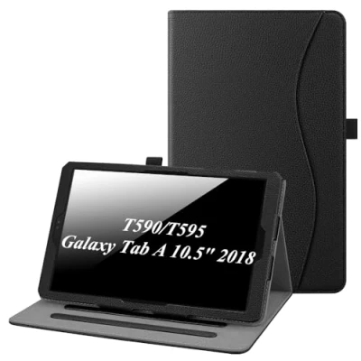 Image of FINTIE Case for Samsung Galaxy Tab A 10.5 2018 (SM T590/T595), [Corner Protection] Multi Angle Viewing Stand Cover with Card Pocket Auto Sleep/Wake Feature, Black