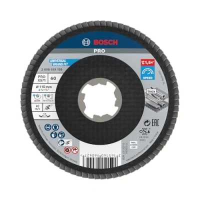 Image of Bosch Professional 1x Angled Flap Disc Best (for Metal, X LOCK, X571, Diameter 115 mm, Grit Size K60, Accessories for Angle Grinders)