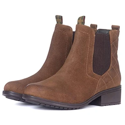 Image of Barbour Womens Rimini Suede Winter Walking Casual Fashion Block Heel Ankle Boots Brown 3