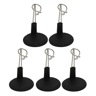 Image of POFET 5pcs Black Adjustable Doll Stand for 4 6 Inch American Dolls and Baby Display Holder,Doll Transparent Plastic Holder Clear Action Figures Accessories