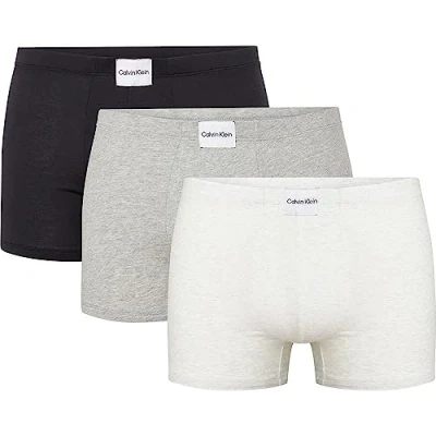Image of Calvin Klein Men&#039;s Trunk 3pk Trunk, Grey Heather/ Black/ Snow Heather, L