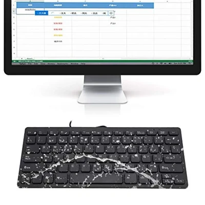 Image of Wired Mini Portable Spanish Keyboard,Slient Keyboard Plug and play USB Interface Ultra thin 78 Keys With Splash Proof Design for Desktop Computer/Laptop