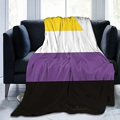 Image of Hdadwy Non Binary Pride Flag Flannel Fleece Throw Blankets for Bed Sofa Room Home Soft Blanket Warm All Season Plush 80&quot;x60&quot;
