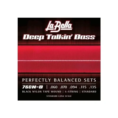 Image of La Bella 760N B Black nylon Tape Wound Bass 5 Strings Set 60/135