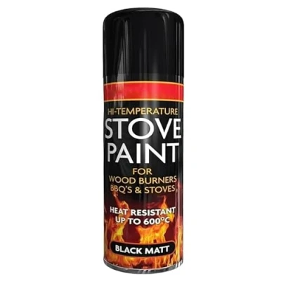 Image of ZOPPER Temperature Heat Resistant Spray Paint Matt Black Metal Stove Exhausts BBQ, Chimneys, Fireplaces High 600C (400ml)