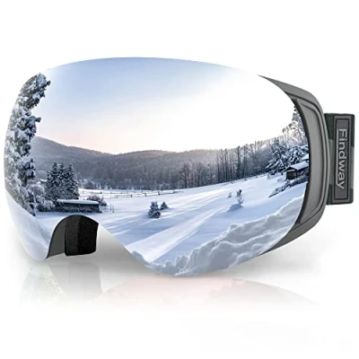 Image of Findway Ski Goggles,Snowboard Goggles for Men Womens Ladies Over Glasses OTG, Magnetic Interchangeable Spherical Lens,Anti fog 100% UV Protection, Anti glare Skiing Snowboarding